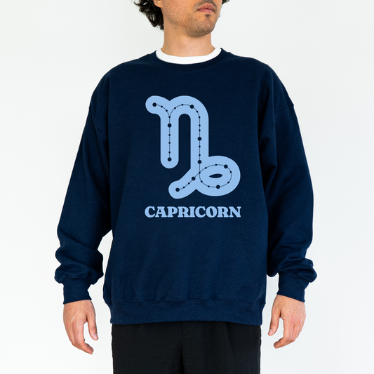 Capricorn Zodiac Sweatshirt  Retro Astrology Collection, Celestial Crewneck for Astrology Lovers,  Unisex Cosmic